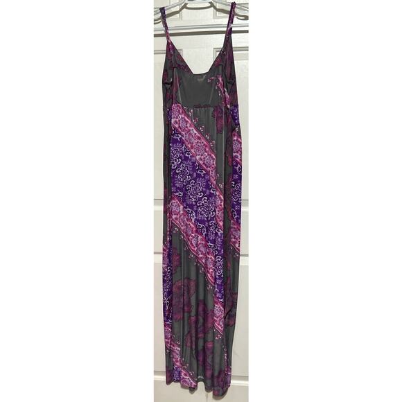 NYC Women's Gray Purple Pink Maxi Adjustable Spaghetti Strap Summer Dress Size M - Picture 2 of 6